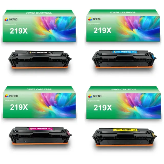 INKFIND 219X (W2190X/W2191X/W2192X/W2193X) tonercartridge multipack van 4 stuks (Zwart+Cyaan+Magenta+Geel) compatibel met HP 219X W2190X W2191X W2192X W2193X HP219A HP219X HP219 toner cartridge - 4-pack BK/C/M/Y Zwart/Cyaan/Magenta/Geel