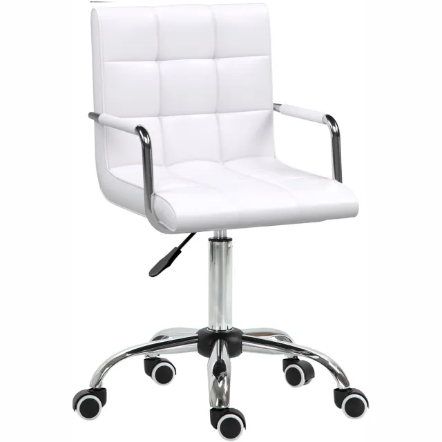 Clruro Bureaustoel - 84-99 cm - Ergonomisch Draaibaar Chefsessel voor Kantoor en Thuis - PU Leer - Wit