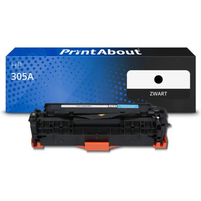 PrintAbout huismerk Toner 305A (CE410A) Zwart Geschikt voor HP