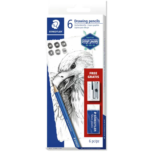 Staedtler Potlodenset Staedtler Design Journey Lumograph met gratis gum en puntenslijper