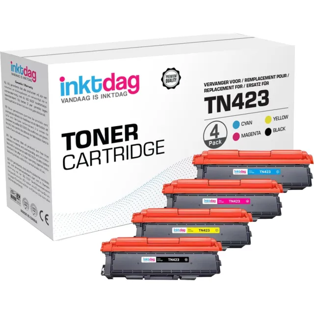 inktdag toner cartridge voor Brother TN-423 /TN423 / TN-423CMYK/ TN423 TN421 multipack (4 stuks) voor Brother MFC-L8690CDW | DCP-L8410CDW |HL-L8260CDW | HL-L8360CDW |MFC-L8900CDW Zwart x 1 ( 6500 pages)
