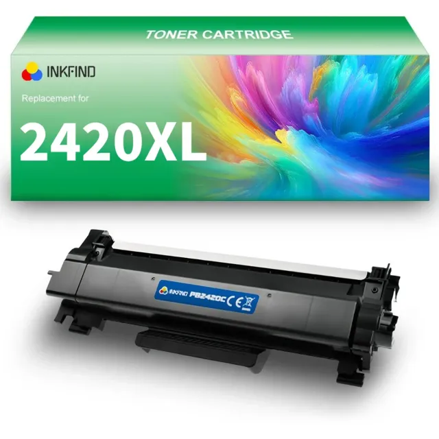 INKFIND TN-2420XL tonercartridge compatibel met Brother 2420 2410 TN2420 TN2410 TN-2410 TN-2420 - 1-pack Zwart (extra hoge capaciteit) XL Zwart x 1