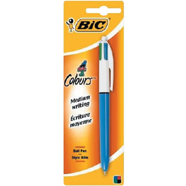 Bic Balpen Bic 4kleuren medium lichtblauw blister à 1 stuk