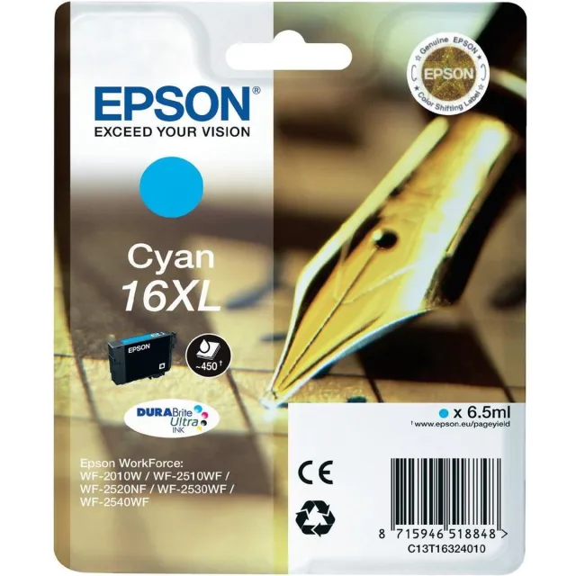 Epson 16XL inktcartridge cyaan high capacity 6.5ml 450 paginas 1-pack RF-AM blister Blauw