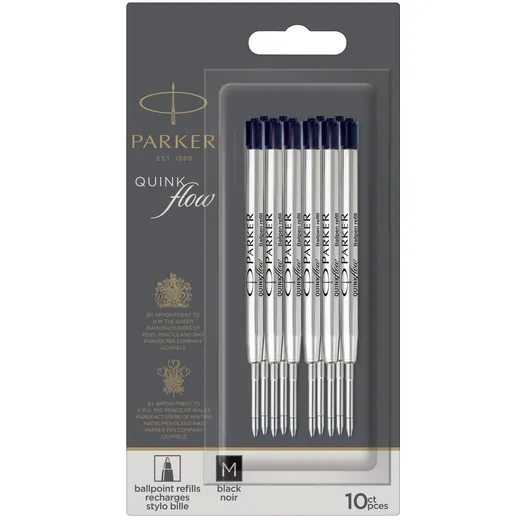 Parker Balpenvulling Parker Quinkflow medium zwart blister à 10 stuks