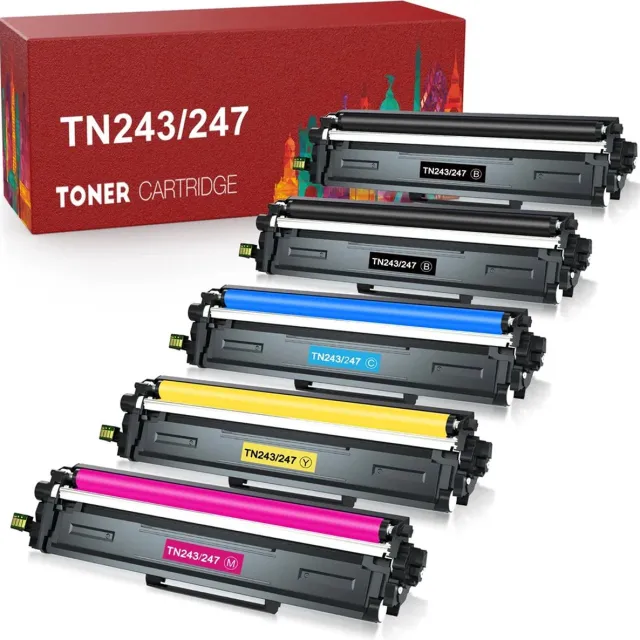 WeCare Voordeelset - 5 toners - XXL Brother TN243CMYK / TN-243CMYK / TN247CMYK / TN-247CMYK - Alternatieve Toners - Multipack - Geschikt voor Brother DCP-L3510CDW, L3517CDW, L3550CDW, HL-L3210CW, L3230CDW, L3270CDW, L3280CDW, MFC-L3710CW, L3730CDN, L3740CDN XXL | 5-pack | 2x BK | 1x CMY