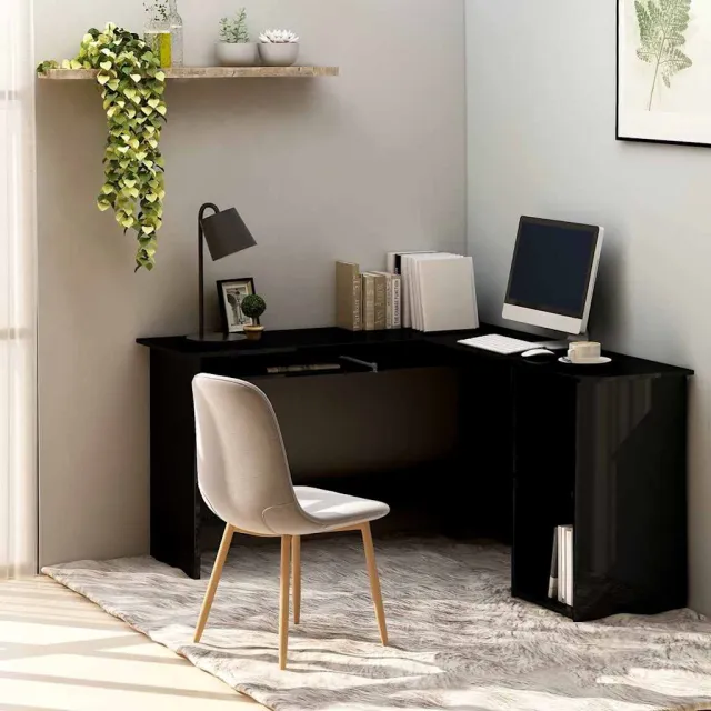 vidaXL Hoekbureau L-vormig 120x140x75 cm bewerkt hout hoogglans zwart, foto 2
