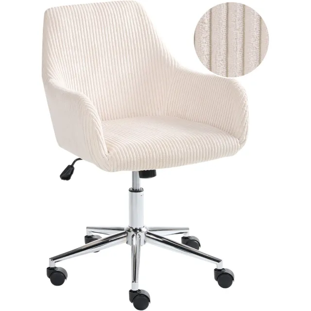 Beliani WELLSTON - Bureaustoel - Lichtbeige - Corduroy