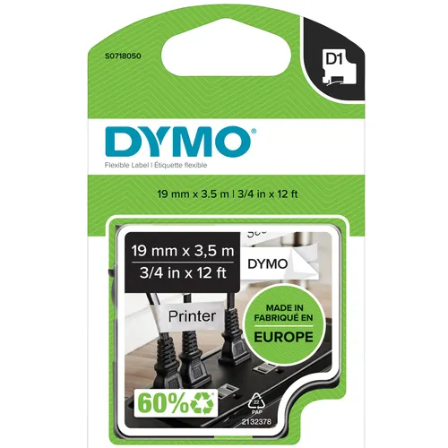 Dymo Labeltape Dymo LabelManager D1 nylon 19mm zwart op wit