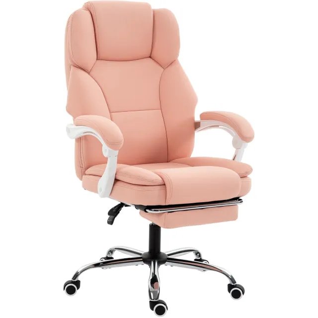 Homcom bureaustoel - Huisdiervriendelijk synthetisch leer - 64 x 73 x 120 cm - Roze