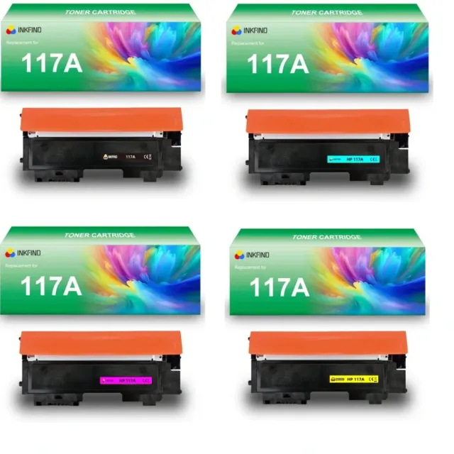 INKFIND 117A (W2070A-W2071A-W2072A-W2073A) tonercartridge multipack van 4 stuks (Zwart+Cyaan+Magenta+Geel) compatibel met HP 117A (W2070A-W2071A-W2072A-W2073A) - 4-pack BK/C/M/Y Zwart/Cyaan/Magenta/Geel