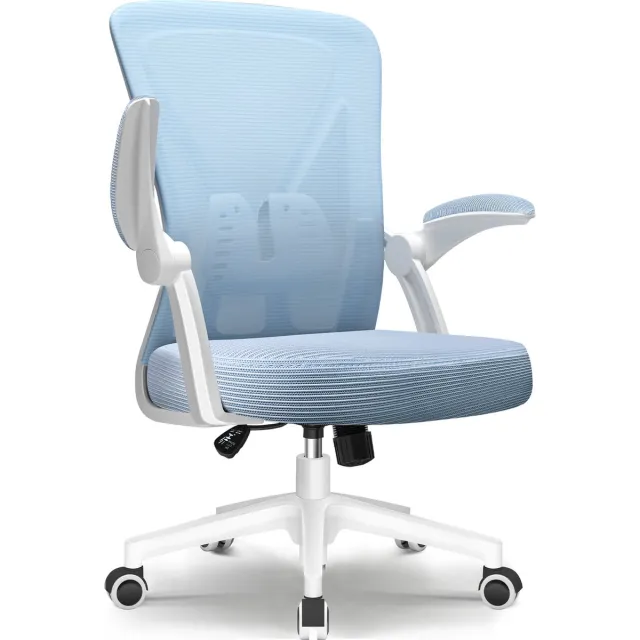 Elekiatech Ergonomische Bureaustoel - Bureaustoel - Opklapbare Armleuningen - Bureaustoelen voor Volwassenen-150 Kg-Blauw