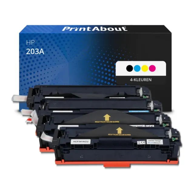 PrintAbout huismerk Toner 203A (CF540A) 4-kleuren Multipack Geschikt voor HP