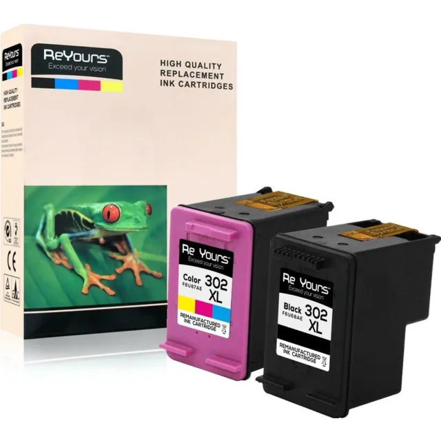 Reyours remanufactured Inktcartridge compatible voor HP 302XL Zwart (20ml) en Kleur (18ml) - 1set- met chip - inktniveau weergeven Zwarte & Kleur