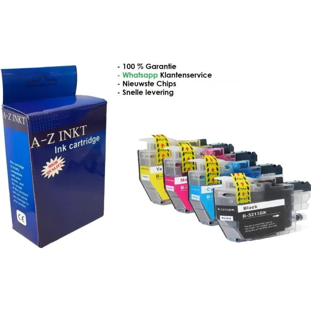 AtotZinkt premium huismerk set Cartidges voor Brother LC-3213 XL inktcartridges multipack 4 kleuren voor Brother MFC-J491DW, MFC-J497DW, DCP-J572dw, MFC-J890DW, MFC-J895DW, DCP-J772DW ,DCP-J774DW