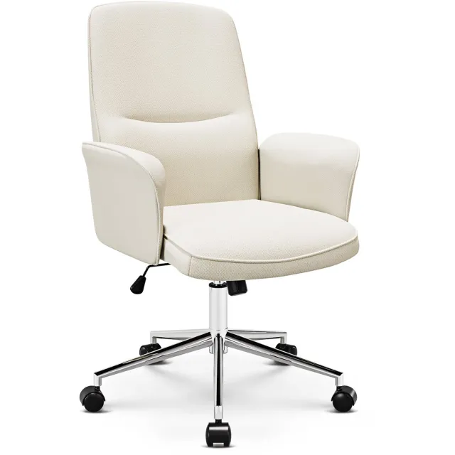 COLAMY Ergonomische bureaustoel – Hoge rugleuning in schelpdesign, in hoogte verstelbaar – Beige