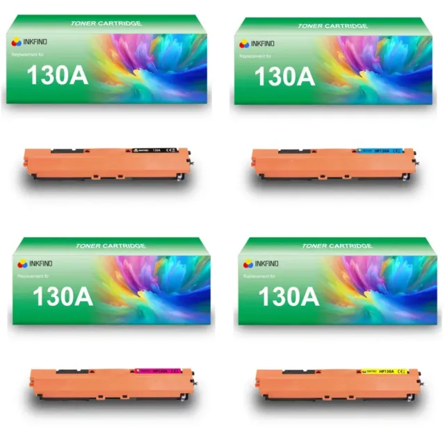 INKFIND 130A (CF350A-CF351A-CF352A-CF353A) tonercartridge multipack van 4 stuks (Zwart+Cyaan+Magenta+Geel) compatibel met HP 130A (CF350A-CF351A-CF352A-CF353A) tonercartridge (Zwart+Cyaan+Magenta+Geel) -4-pack BK/C/M/Y Zwart/Cyaan/Magenta/Geel