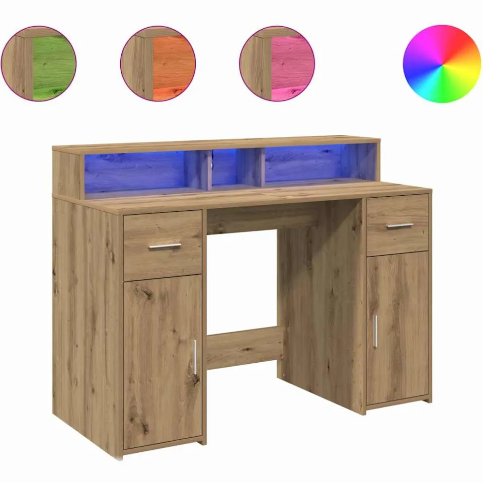 vidaXL Bureau Artisanaal eiken 120 x 55 x 91 cm Bewerkt hout Bruin