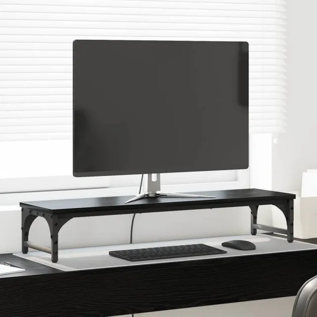 vidaXL Monitor Stand Zwart eiken 85 x 23 x 15,5 cm Bewerkt hout