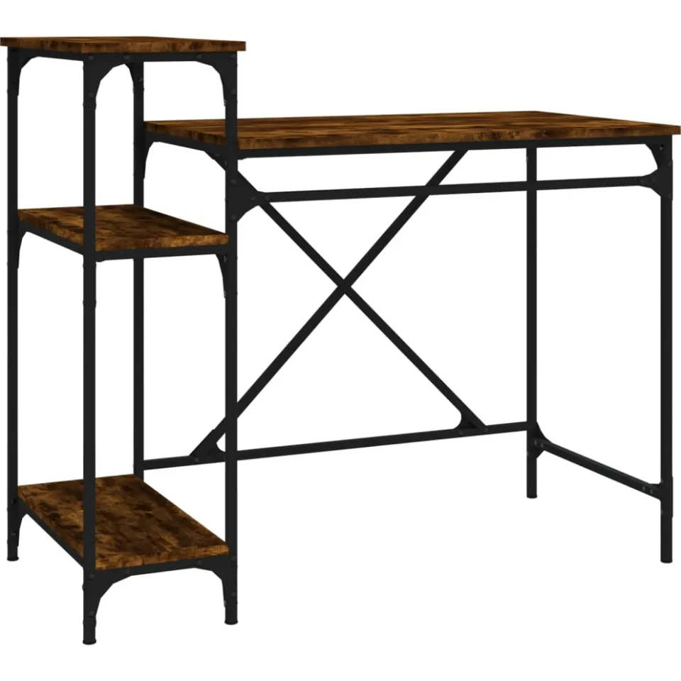 vidaXL Bureau 105x50x90 cm bewerkt hout en ijzer gerookt eikenkleur Bruin