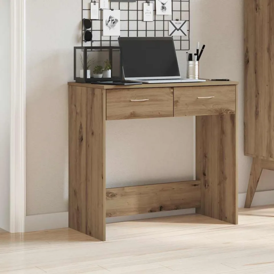 vidaXL Bureau 80x40x75 cm bewerkt hout artisanaal eikenkleurig, foto 3