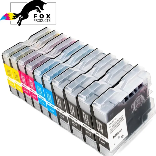 FoxProducts LC-970 LC-1000 LC970 LC1000 - cartridge - 10stuks geschikt voor Brother - DCP-130C DCP-330C DCP-330CN DCP-350C DCP-350CJ DCP-353C DCP-357C DCP-525C DCP-525CJ DCP-530CJ DCP-535C DCP-535CN DCP-540CJ Cyan, Magenta, Yellow, Black