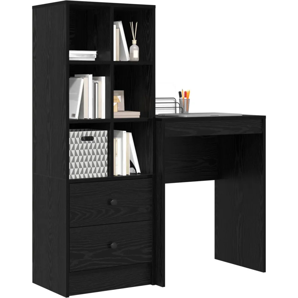 vidaXL Bureau Zwart Eiken 105,5 x 34 x 127 cm 2 st