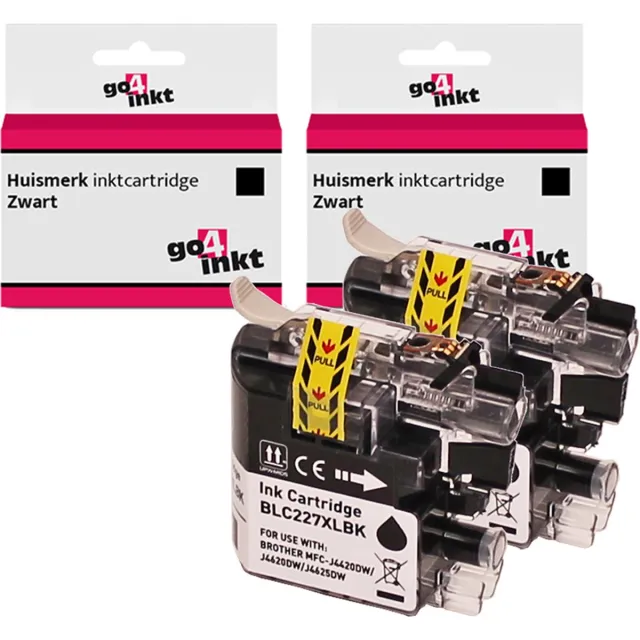 Go4inkt compatible met Brother LC-227XL twin pack inkt cartridges zwart bk - 2 stuks 2x Zwart