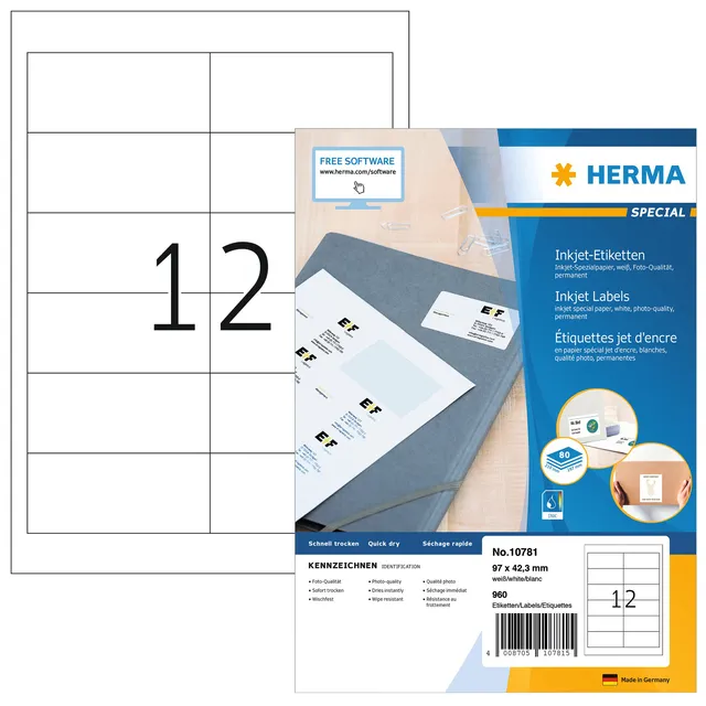 Herma Etiket HERMA 10781 97x42.3mm wit 960 stuks