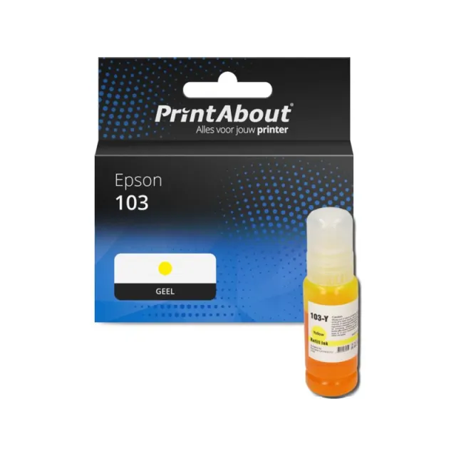 PrintAbout huismerk Inktcartridge 103 (C13T00S44A) Geel Geschikt voor Epson