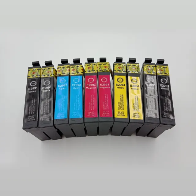 KATRIZ huismerk inkt voor Epson 4x T2991XL BK + 2x T2992XL C + 2x T2993XL M + 2x T2994XL Y |(10stuks) - Met chip Zwar, Cyaan, Magenta, Geel