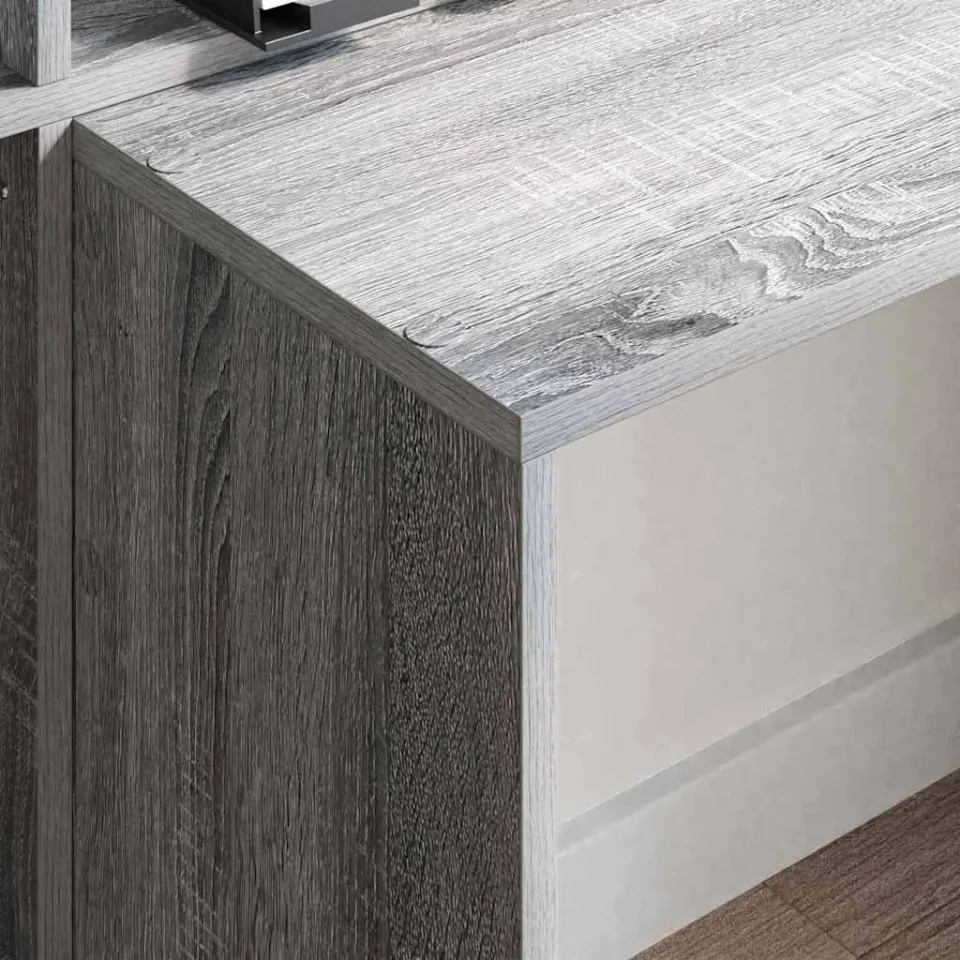 vidaXL Bureau Grijs Sonoma 138,5 x 55 x 143 cm Bewerkt hout, foto 4