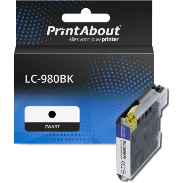PrintAbout huismerk Inktcartridge LC-980BK Zwart geschikt voor Brother