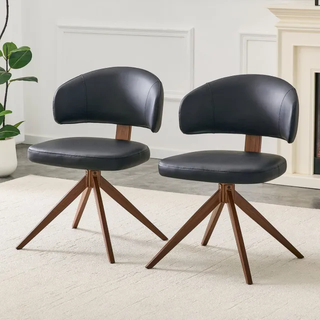 DESMIU Bureaustoel 77 Cm - 360 Graden Draaibaar Met Zachte Bekleding En Metalen Frame - Voor Kantoor En Woonkamer - Kunstleer - Zwart