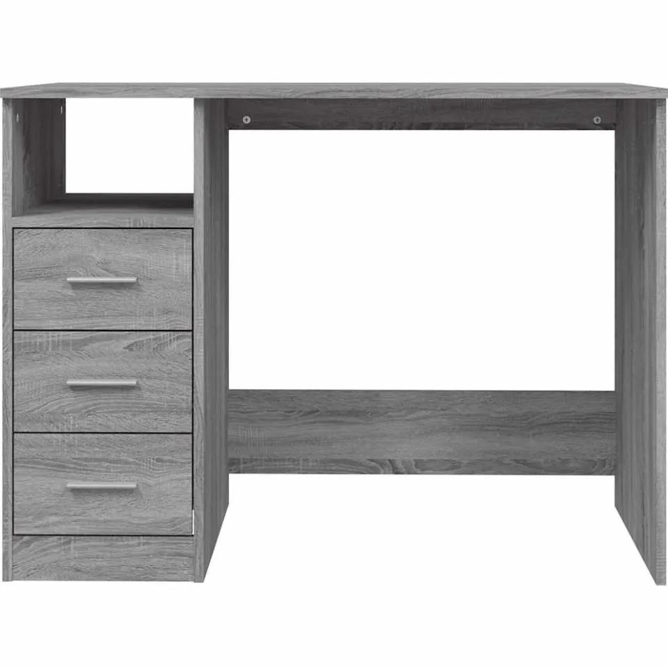 vidaXL Bureau met lades 102x50x76 cm bewerkt hout grijs sonoma eiken, foto 3