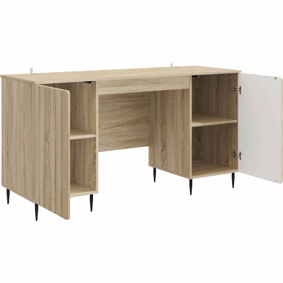 vidaXL Bureau Sonoma Eiken 142,5 x 50 x 75 cm Bewerkt hout, foto 3