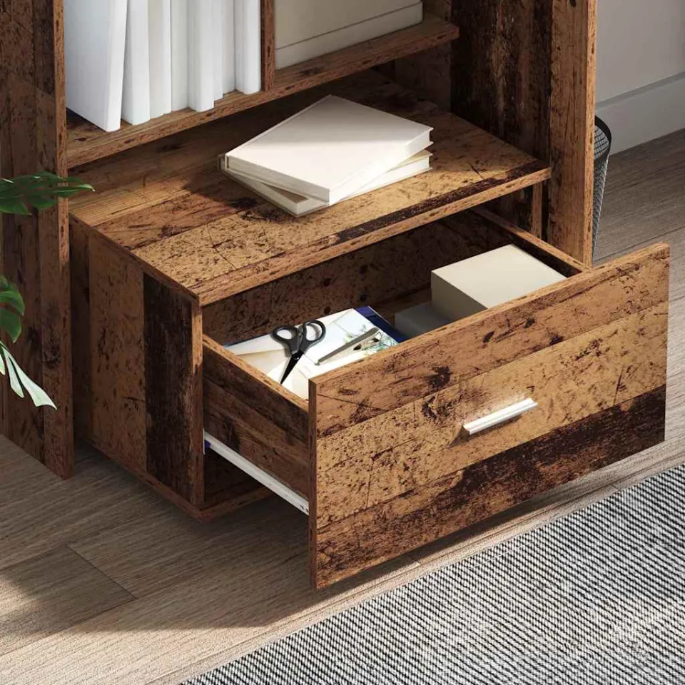 vidaXL Bureau Oud Hout Bewerkt hout 131,5 x 50 x 106,5 cm bruin, foto 3
