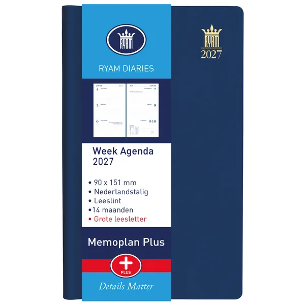 Ryam Agenda 2025 Ryam Memoplan 7 Plus Mundior 7dagen/2pagina's assorti