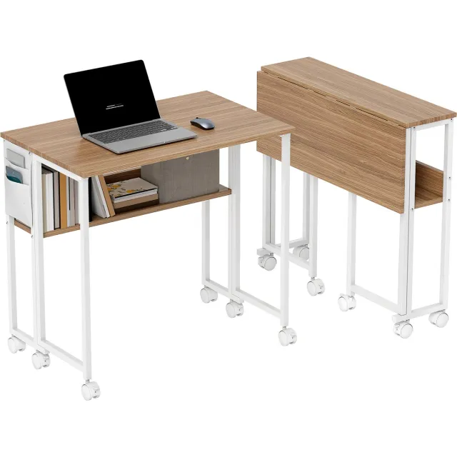 Homcom Writing Desk-MDF, Stahl-80L x 50B x 75H cm-Naturholz Naturel hout en wit