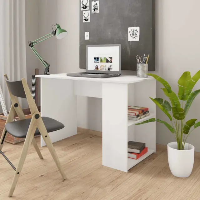 vidaXL Bureau 110x60x73 cm bewerkt hout wit, foto 2