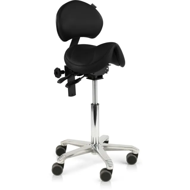 Score Amazone Ergonomische Zadelkruk met Rugleuning – Stamskin Zwart