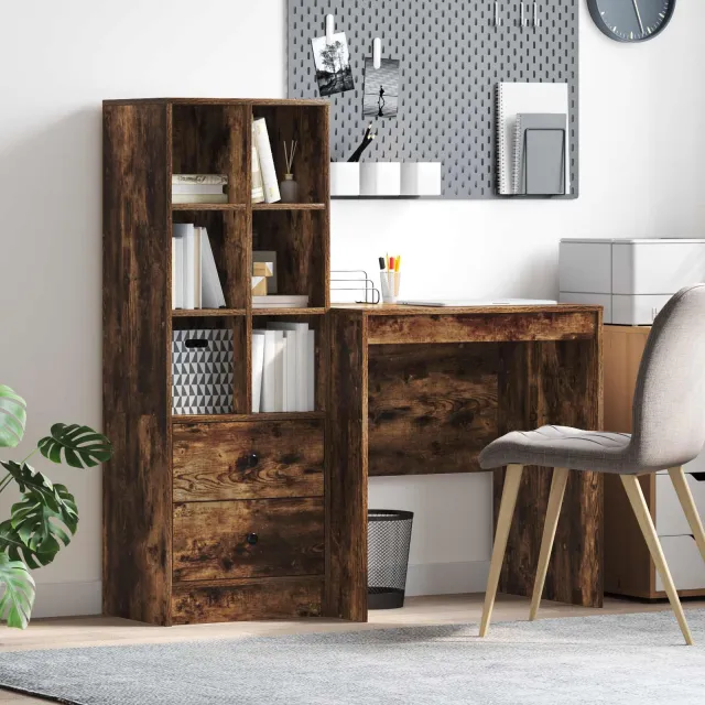 vidaXL Bureau Gerookt eiken 115,5 x 50 x 127 cm 2 st, foto 2
