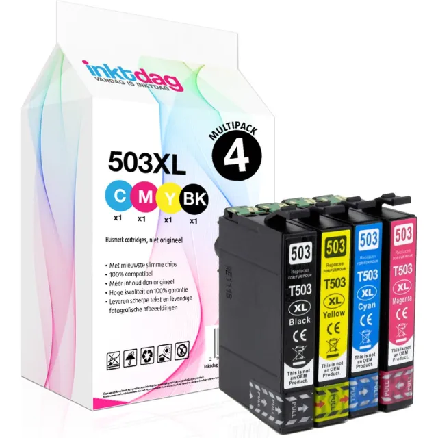 inktdag inktcartridges voor Epson 503XL, Epson 503 multipack van 4 kleuren (Epson 503xl zwart *1, Epson 503xl C/M/Y *1) voor Epson Expression Home XP-5200 XP-5205 XP5200 XP5205, Workforce WF-2960 WF-2965 WF2960 WF2965 WF-2960DWF WF-2965DWF Printers 1 x Zwart
