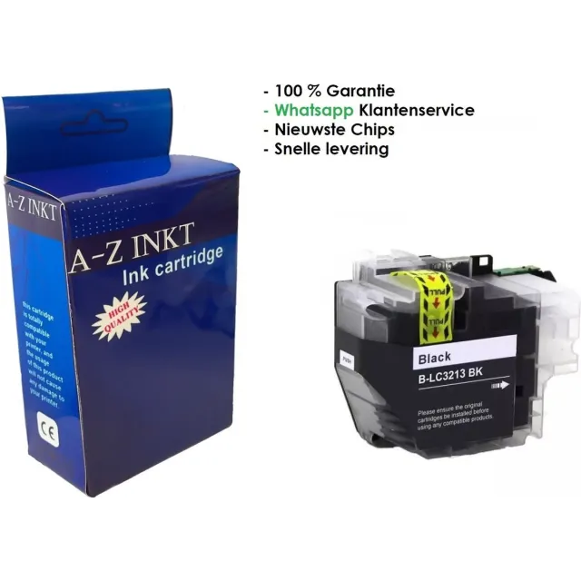 AtotZinkt huismerk Cartidge voor Brother LC-3213 XL BK Zwarte inktcartridge voor Brother MFC-J491DW, MFC-J497DW, DCP-J572dw, MFC-J890DW, MFC-J895DW, DCP-J772DW ,DCP-J774DW