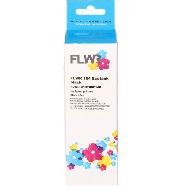 FLWR inktcartridge voor Epson 104 Zwart - Premium Huismerk Epson 104 inkt (Zwart - hoge capaciteit) o.a. geschikt voor Epson EcoTank ET‑1810, Epson EcoTank ET‑2875, Epson EcoTank ET‑2871, Epson EcoTank ET‑2860, Epson EcoTank ET‑2850