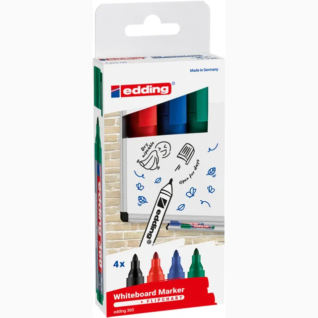 Edding Whiteboardmarker edding 360 rond 1.5-3mm assorti 4 stuks