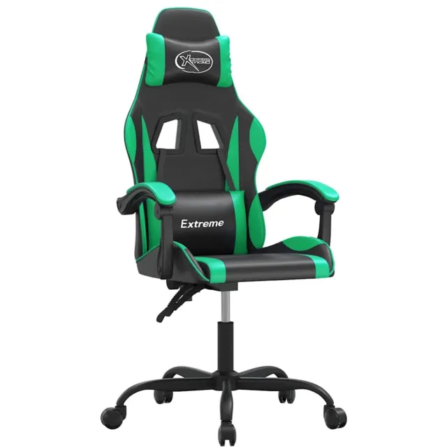 vidaXL Gamestoel - kunstleer - zwart - en - groen zwart en groen