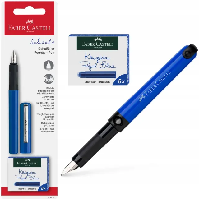 Faber Castell Faber-Castell School+ Vulpen Blauw met Patronen