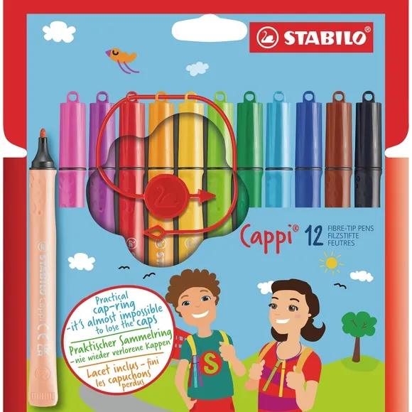 Stabilo Viltstift STABILO Cappi 168/12 medium assorti etui à 12 stuks