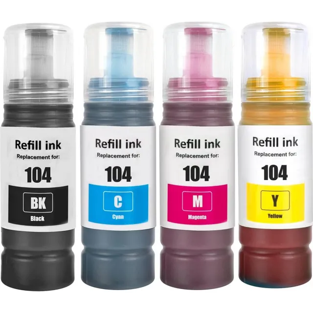 Boxstuff inkt geschikt voor Epson 104 – EcoTank Cartridges – Multipack 4x Navulfles (Zwart + Kleur) – Geschikt voor ET-2710 / ET-2820 / ET-4800